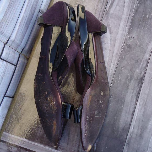 SIZE EU 6. Miu Miu suede and patent leather slingback sandals shoes. - Picture 12 of 16